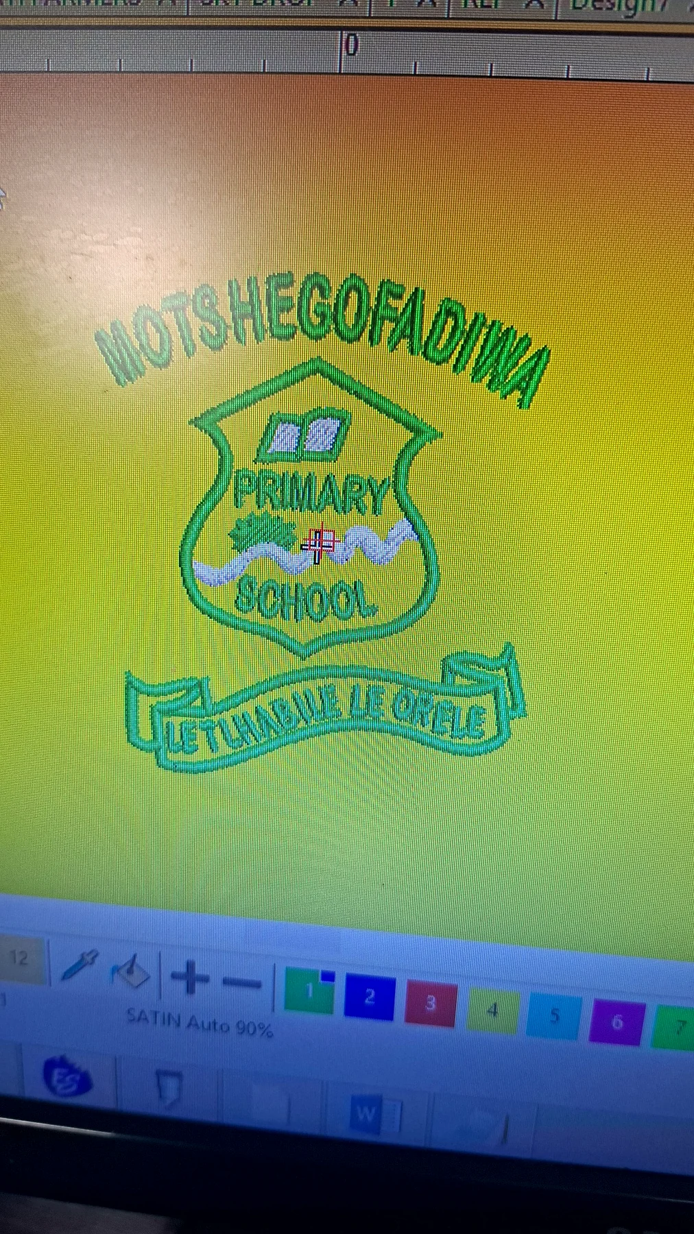 School badge prepared as a digital embroidery design.